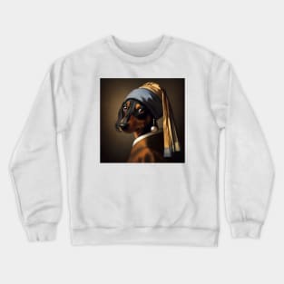 dachshund with a Pearl Earring Crewneck Sweatshirt